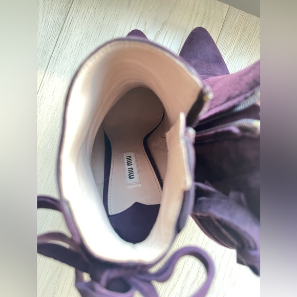Rare find Miu Miu Suede Stiletto Bootie 7.5 dark purple - Picture 13 of 15